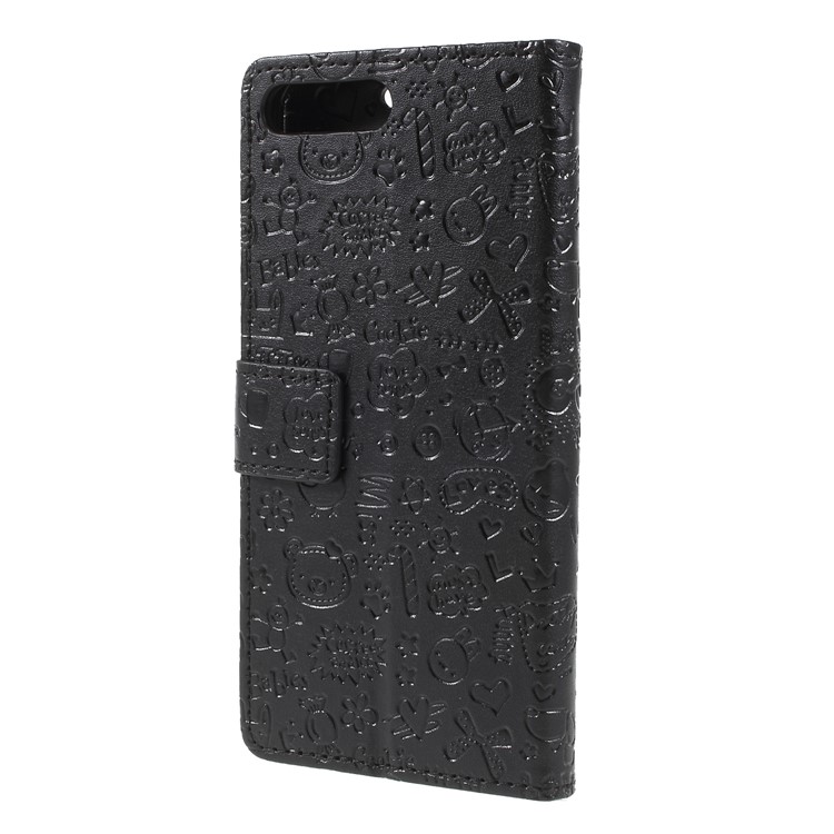 Cartoon Graffiti PU Leather Wallet Stand Cover for Huawei Y6 (2018)/Honor 7A (without Fingerprint Sensor) - Black-2