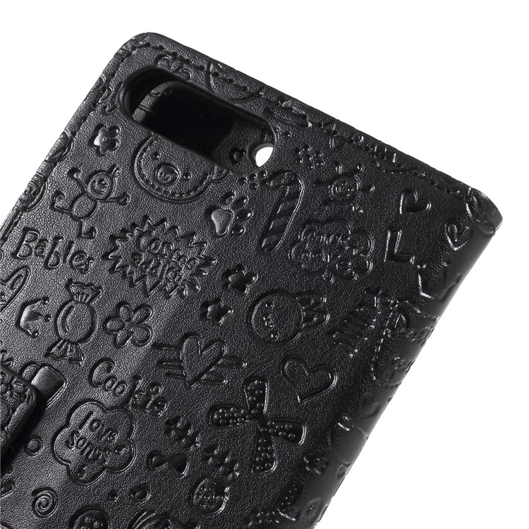 Cartoon Graffiti PU Leather Wallet Stand Cover for Huawei Y6 (2018)/Honor 7A (without Fingerprint Sensor) - Black-8