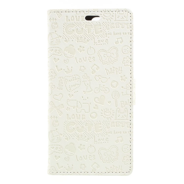 Cartoon Graffiti PU Leather Wallet Stand Shell for Huawei Y6 (2018)/Honor 7A (without Fingerprint Sensor) - White-1