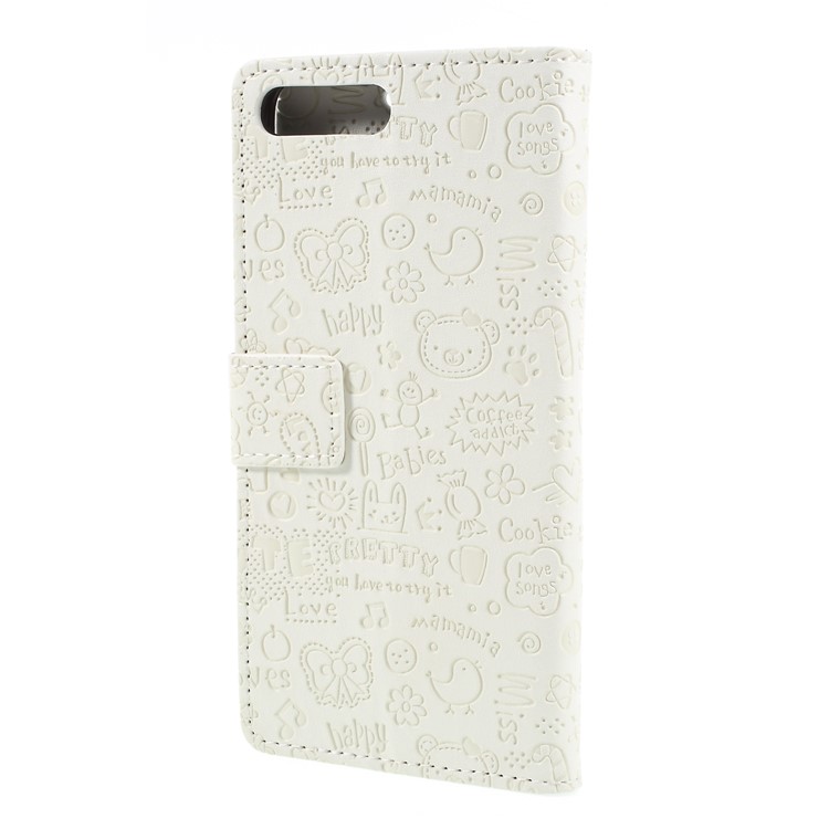 Cartoon Graffiti PU Leather Wallet Stand Shell for Huawei Y6 (2018)/Honor 7A (without Fingerprint Sensor) - White-2