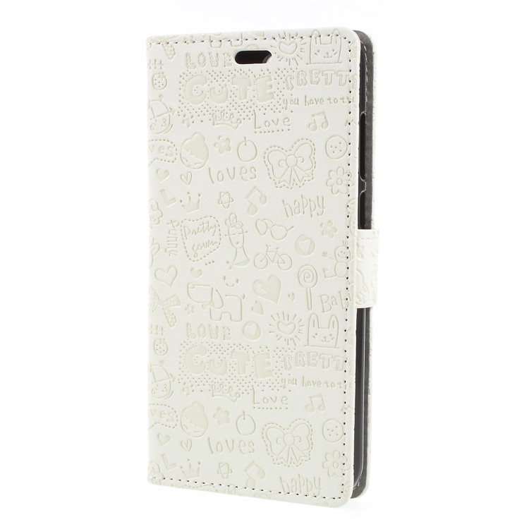 Cartoon Graffiti PU Leather Wallet Stand Shell for Huawei Y6 (2018)/Honor 7A (without Fingerprint Sensor) - White-3