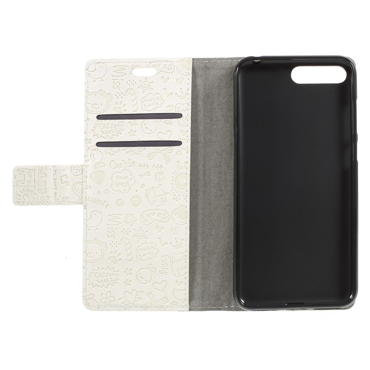 Cartoon Graffiti PU Leather Wallet Stand Shell for Huawei Y6 (2018)/Honor 7A (without Fingerprint Sensor) - White-6