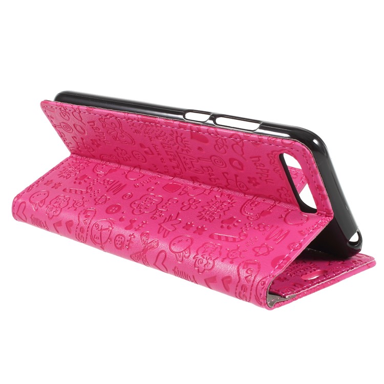 Cartoon Graffiti PU Leather Wallet Stand Casing for Huawei Y6 (2018)/Honor 7A (without Fingerprint Sensor) - Rose-5