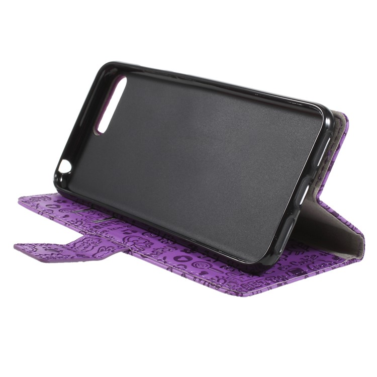 Cartoon Graffiti PU Leather Wallet Stand Cell Phone Case for Huawei Y6 (2018)/Honor 7A (without Fingerprint Sensor) - Purple-4