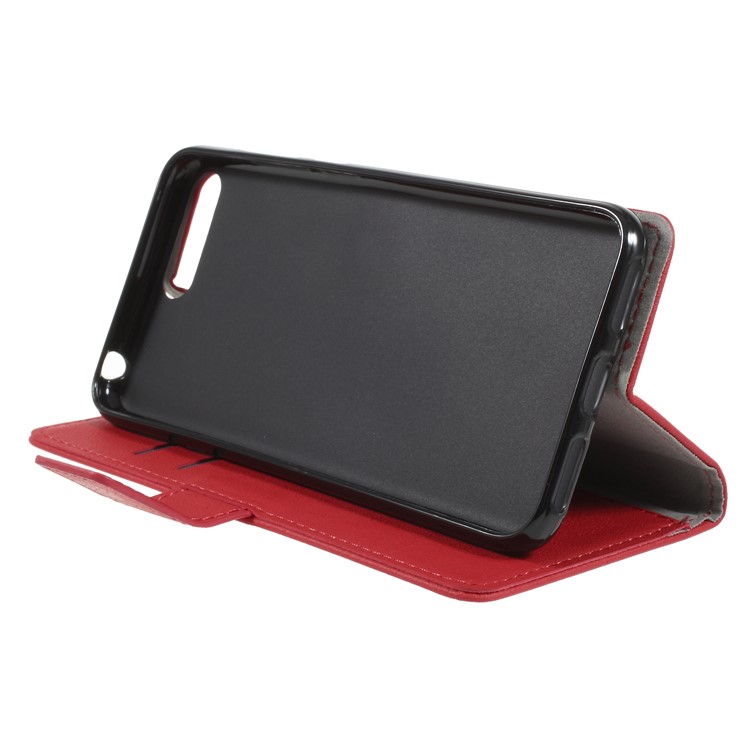 PU Leather Wallet Flip Stand Cell Phone Case for Huawei Y6 (2018) / Honor 7A (without Fingerprint Sensor) - Red-4
