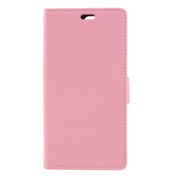 Card Holder Leather Magnetic Stand Phone Shell for Huawei Y6 (2018) / Honor 7A (without Fingerprint Sensor) - Pink-1