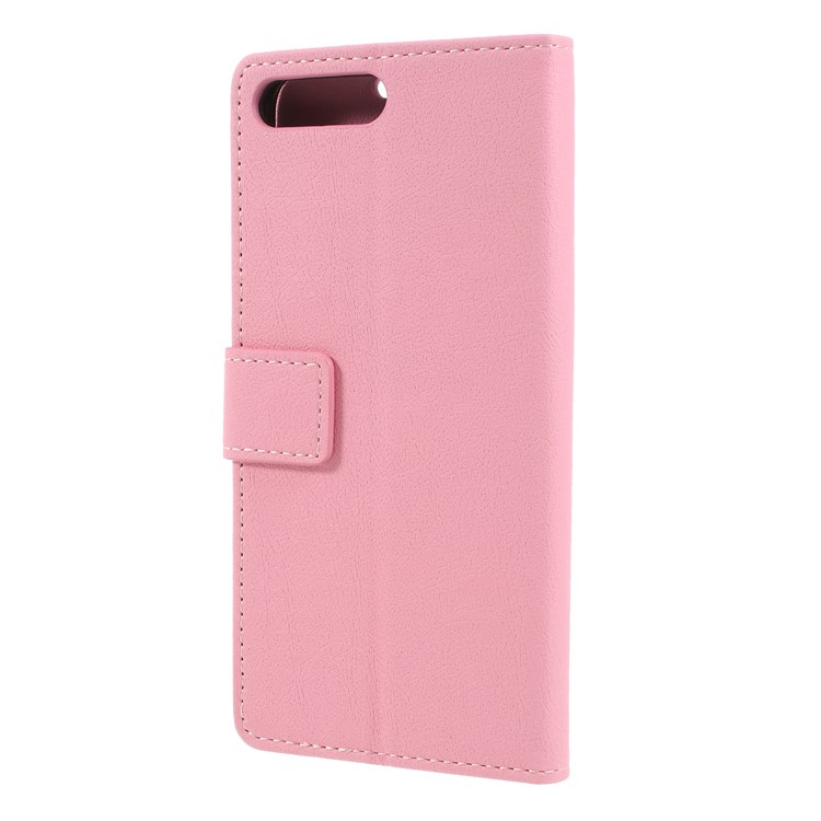 Card Holder Leather Magnetic Stand Phone Shell for Huawei Y6 (2018) / Honor 7A (without Fingerprint Sensor) - Pink-2
