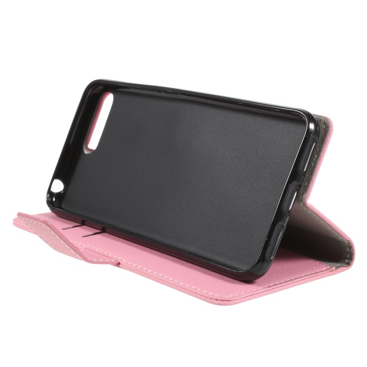 Card Holder Leather Magnetic Stand Phone Shell for Huawei Y6 (2018) / Honor 7A (without Fingerprint Sensor) - Pink-4