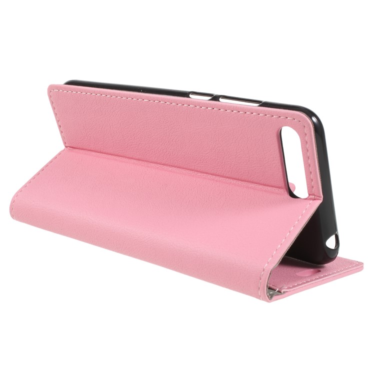 Card Holder Leather Magnetic Stand Phone Shell for Huawei Y6 (2018) / Honor 7A (without Fingerprint Sensor) - Pink-5