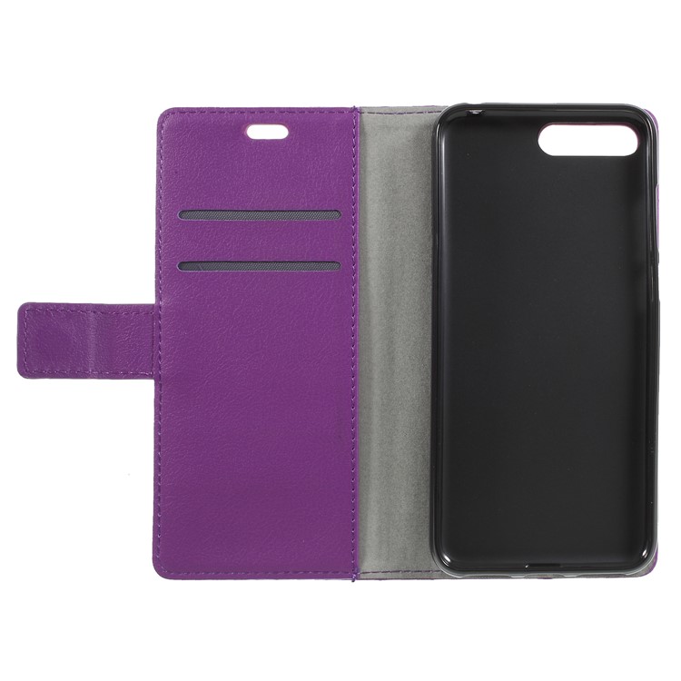 PU Leather Wallet Stand Mobile Casing for Huawei Y6 (2018) / Honor 7A (without Fingerprint Sensor) - Purple-6