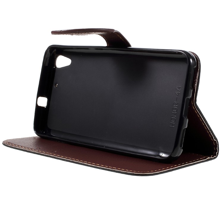 Leaf Stand Leather Wallet Case for Huawei Honor 4A / Y6 - Black-4