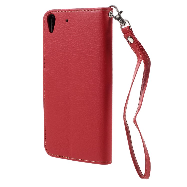 Leaf Stand Leather Wallet Cover for Huawei Honor 4A / Y6 - Red-2