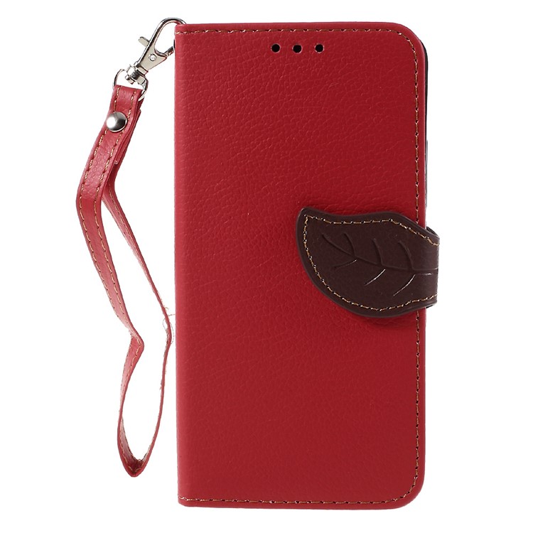 Leaf Stand Leather Wallet Cover for Huawei Honor 4A / Y6 - Red-3