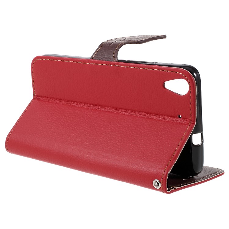 Leaf Stand Leather Wallet Cover for Huawei Honor 4A / Y6 - Red-5