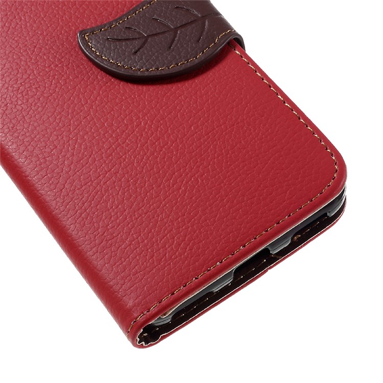 Leaf Stand Leather Wallet Cover for Huawei Honor 4A / Y6 - Red-7