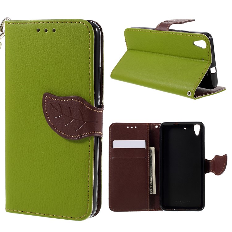Leaf Protective Leather Wallet Case for Huawei Honor 4A / Y6 - Green-1