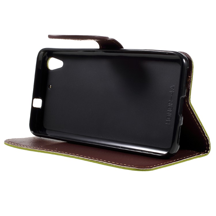 Leaf Protective Leather Wallet Case for Huawei Honor 4A / Y6 - Green-4