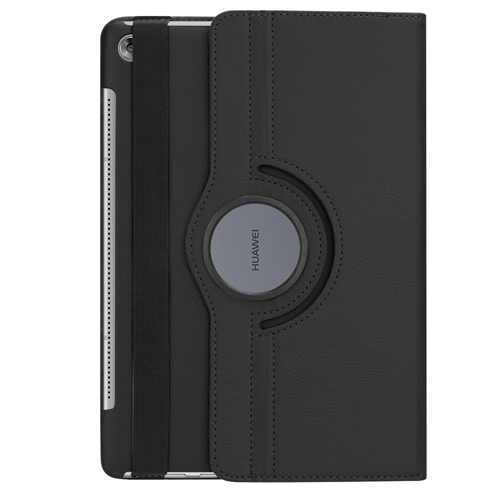 Litchi Grain Leather Stand Tablet Case for Huawei MediaPad M5 10/M5 10 (Pro) with Elastic Band - Black-3