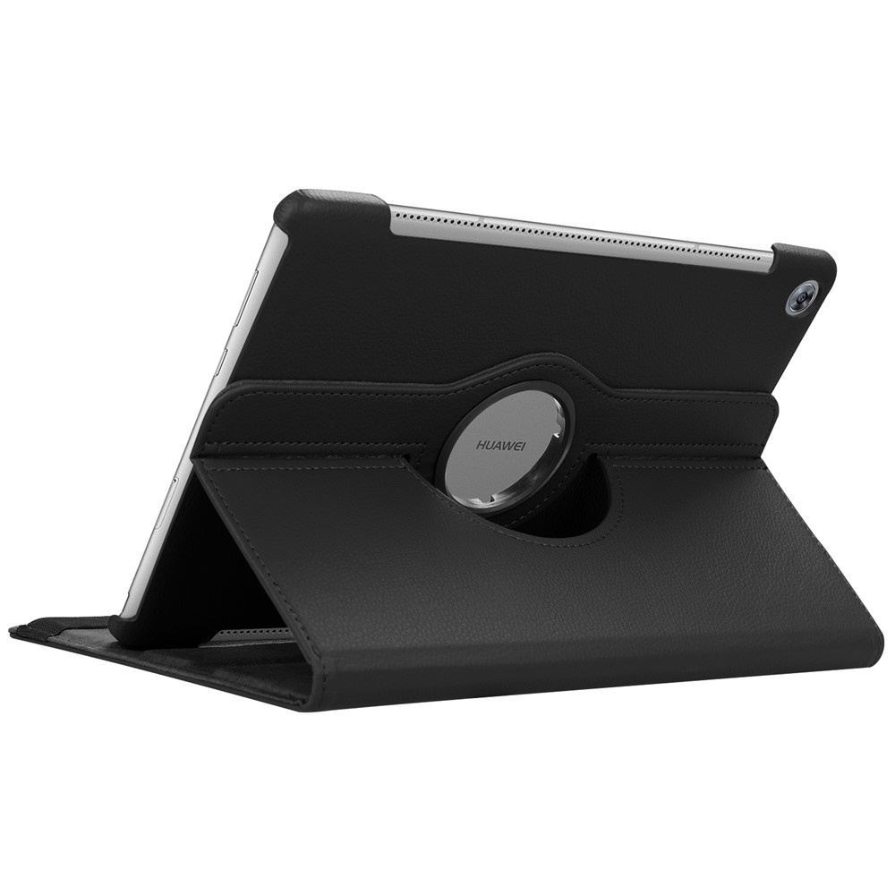 Litchi Grain Leather Stand Tablet Case for Huawei MediaPad M5 10/M5 10 (Pro) with Elastic Band - Black-6