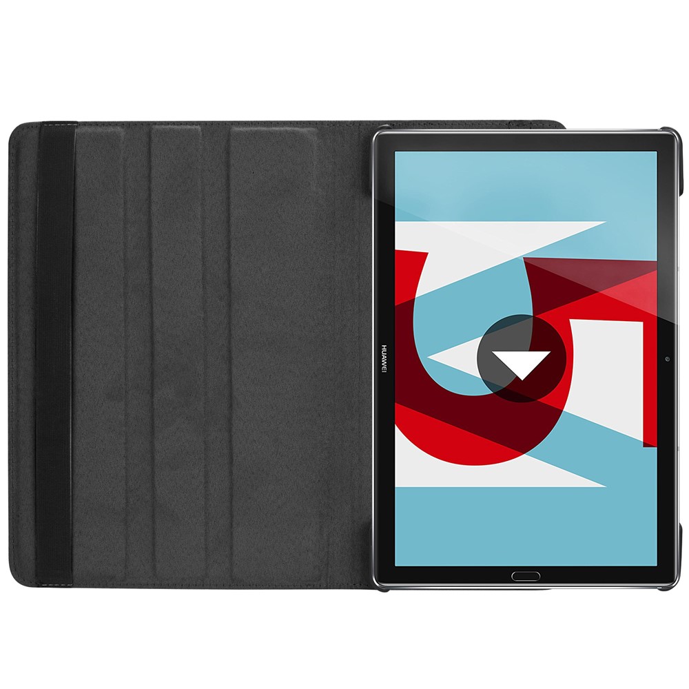 Litchi Grain Leather Stand Tablet Case for Huawei MediaPad M5 10/M5 10 (Pro) with Elastic Band - Black-8