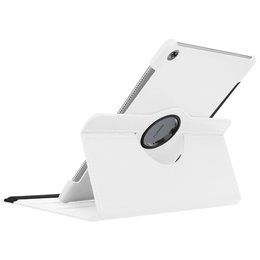Litchi Grain Leather Stand Tablet Cover for Huawei MediaPad M5 10/M5 10 (Pro) with Elastic Band - White-4