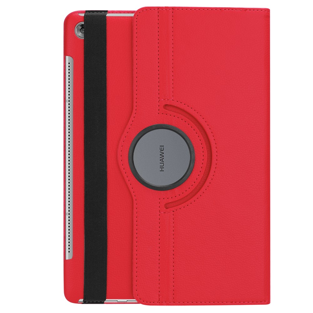 Litchi Grain Leather Stand Tablet Shell for Huawei MediaPad M5 10/M5 10 (Pro) with Elastic Band - Red-3