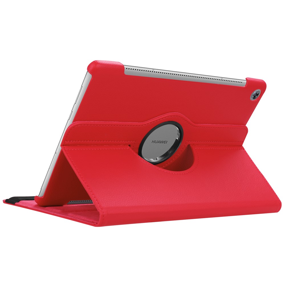 Litchi Grain Leather Stand Tablet Shell for Huawei MediaPad M5 10/M5 10 (Pro) with Elastic Band - Red-6