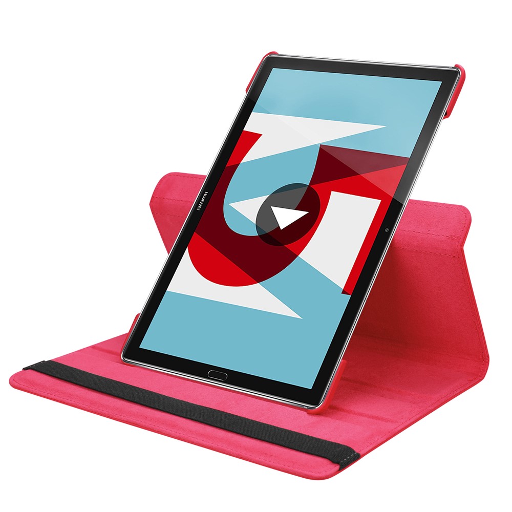 Litchi Grain Leather Stand Tablet Shell for Huawei MediaPad M5 10/M5 10 (Pro) with Elastic Band - Red-7