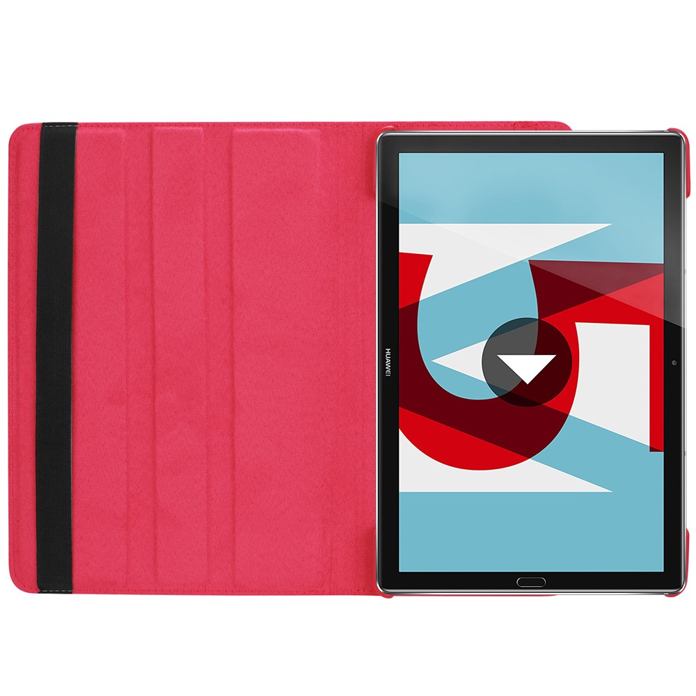 Litchi Grain Leather Stand Tablet Shell for Huawei MediaPad M5 10/M5 10 (Pro) with Elastic Band - Red-8