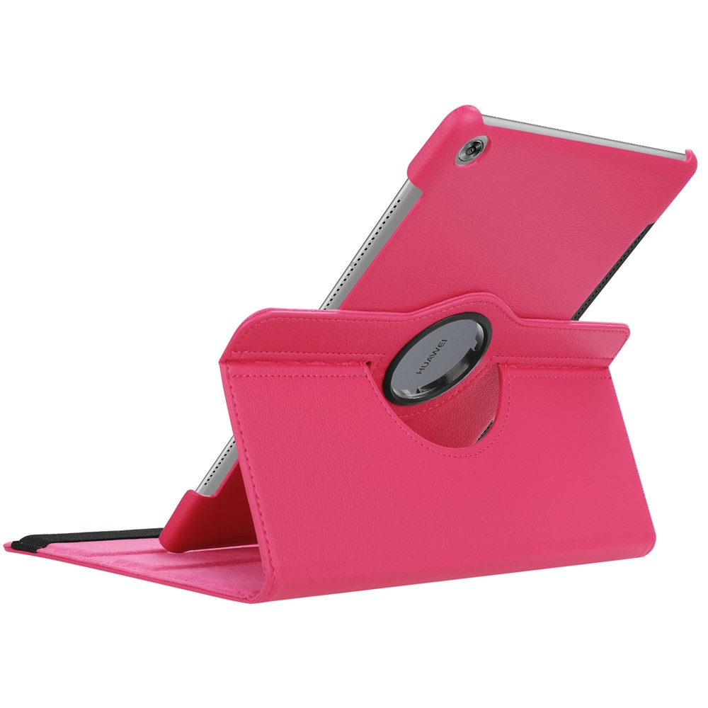 Litchi Grain Leather Stand Folio Case for Huawei MediaPad M5 10/M5 10 (Pro) with Elastic Band - Rose-4