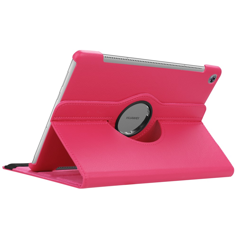 Litchi Grain Leather Stand Folio Case for Huawei MediaPad M5 10/M5 10 (Pro) with Elastic Band - Rose-6