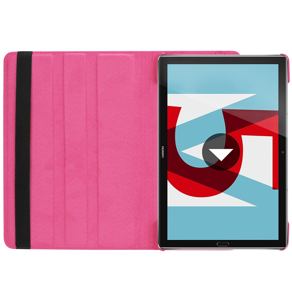 Litchi Grain Leather Stand Folio Case for Huawei MediaPad M5 10/M5 10 (Pro) with Elastic Band - Rose-8
