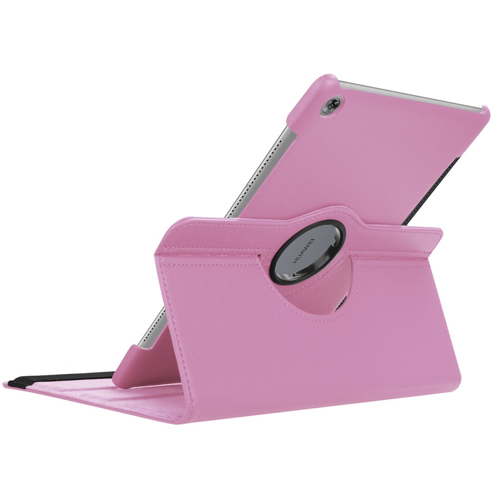 Litchi Grain Leather Stand Folio Cover for Huawei MediaPad M5 10/M5 10 (Pro) with Elastic Band - Pink-4