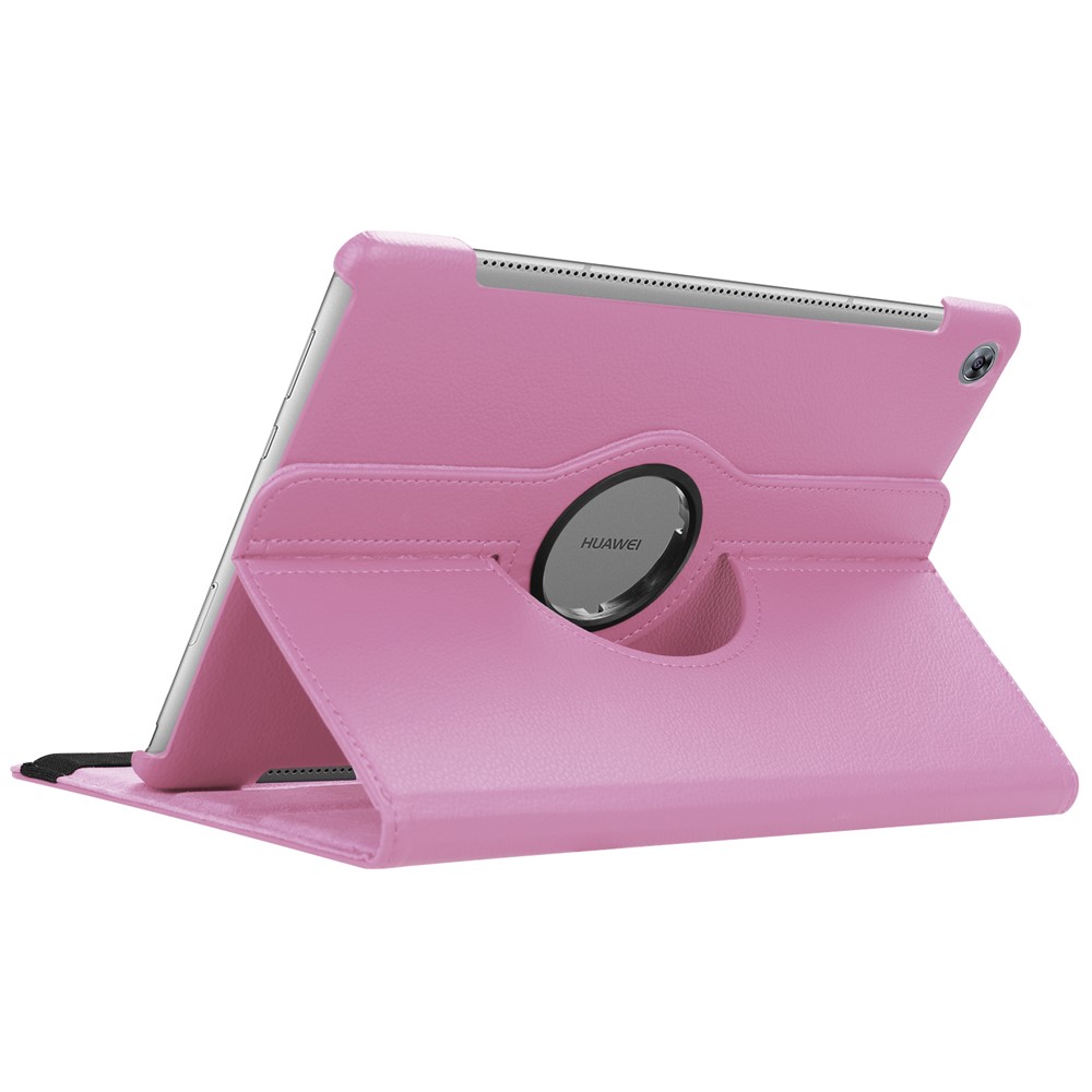 Litchi Grain Leather Stand Folio Cover for Huawei MediaPad M5 10/M5 10 (Pro) with Elastic Band - Pink-6