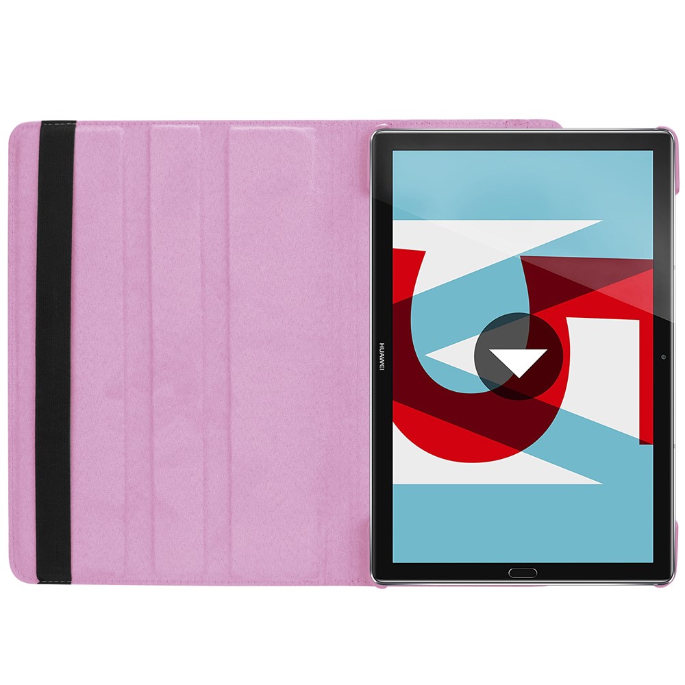 Litchi Grain Leather Stand Folio Cover for Huawei MediaPad M5 10/M5 10 (Pro) with Elastic Band - Pink-8