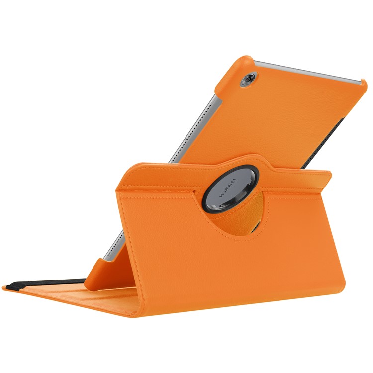Litchi Grain Leather Stand Protective Casing for Huawei MediaPad M5 10/M5 10 (Pro) with Elastic Band - Orange-4