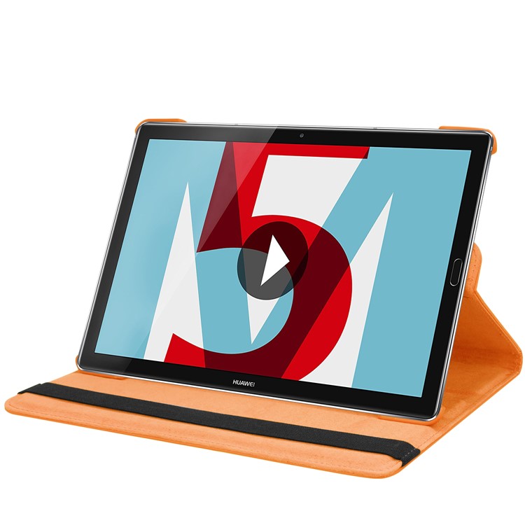 Litchi Grain Leather Stand Protective Casing for Huawei MediaPad M5 10/M5 10 (Pro) with Elastic Band - Orange-5