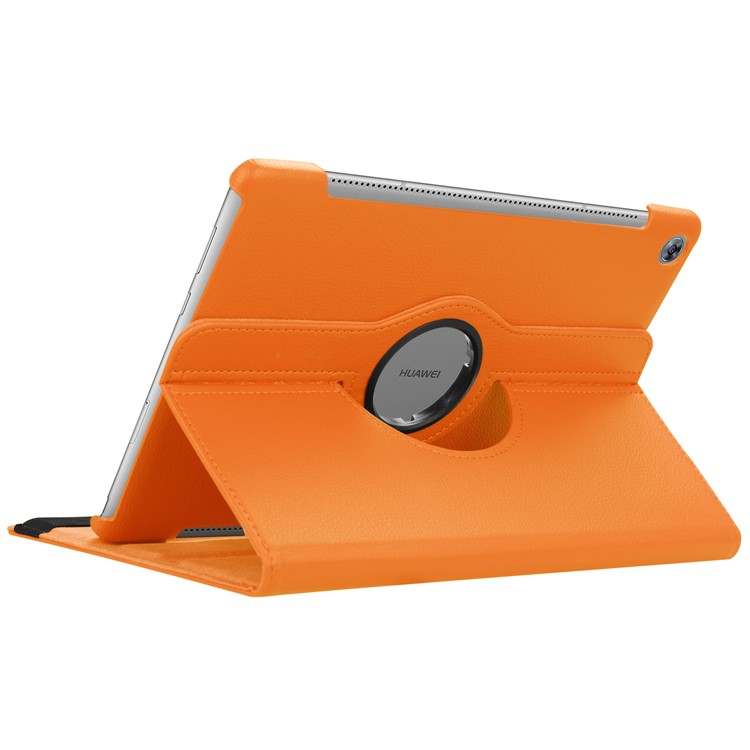 Litchi Grain Leather Stand Protective Casing for Huawei MediaPad M5 10/M5 10 (Pro) with Elastic Band - Orange-6