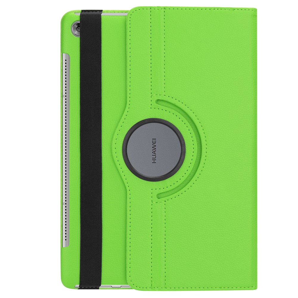 Couverture de Protection du Support en Cuir de Grain Litchi Pour Huawei MediaPad M5 10 / M5 10 (Pro) Avec Bande Élastique - Vert