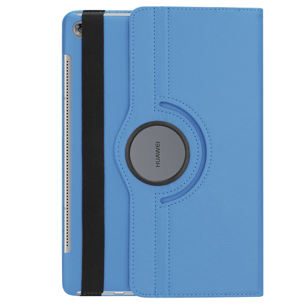 Litchi Grain Leather Stand Tablet Casing for Huawei MediaPad M5 10/M5 10 (Pro) with Elastic Band - Baby Blue-3