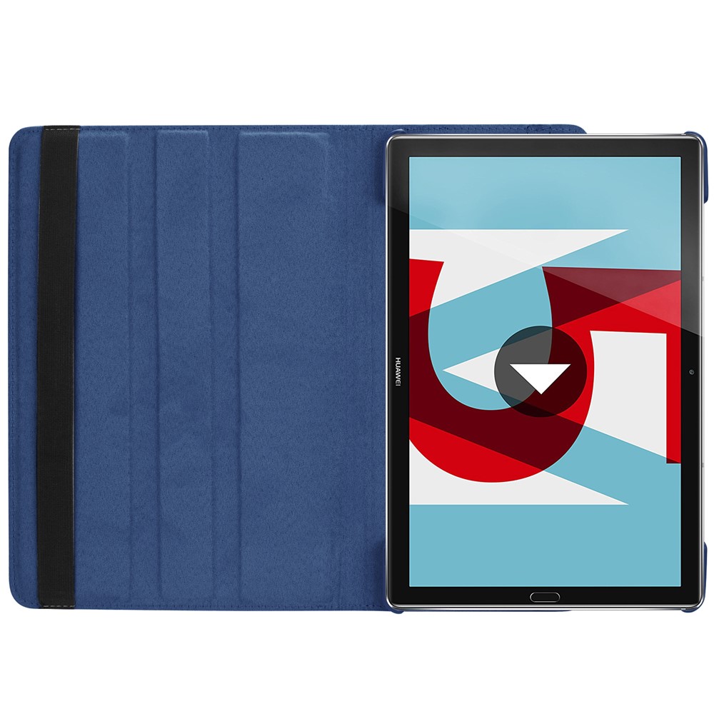 Litchi Grain Leather Stand Protective Shell for Huawei MediaPad M5 10/M5 10 (Pro) with Elastic Band - Dark Blue-8