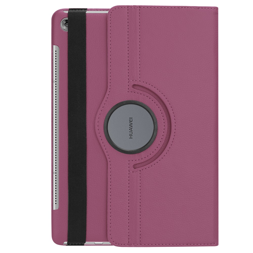 Litchi Grain Leather Stand Tablet Folio Cover for Huawei MediaPad M5 10/M5 10 (Pro) with Elastic Band - Purple-3