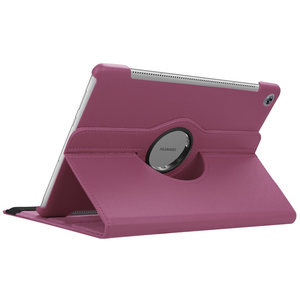Litchi Grain Leather Stand Tablet Folio Cover for Huawei MediaPad M5 10/M5 10 (Pro) with Elastic Band - Purple-6