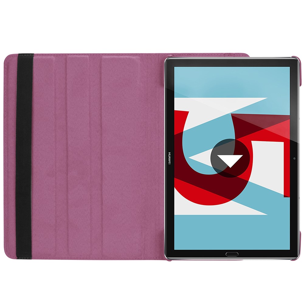Litchi Grain Leather Stand Tablet Folio Cover for Huawei MediaPad M5 10/M5 10 (Pro) with Elastic Band - Purple-8