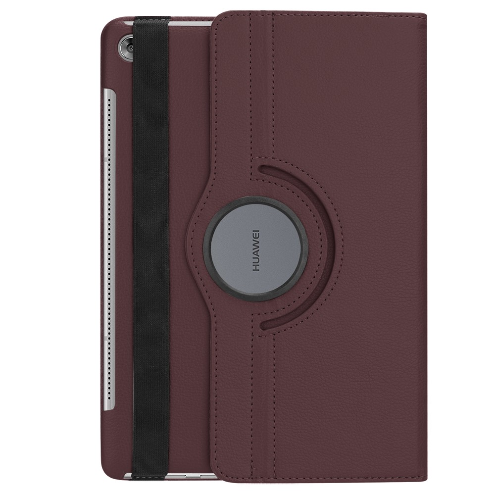 Litchi Grain Leather Stand Tablet Protective Casing for Huawei MediaPad M5 10/M5 10 (Pro) with Elastic Band - Brown-3