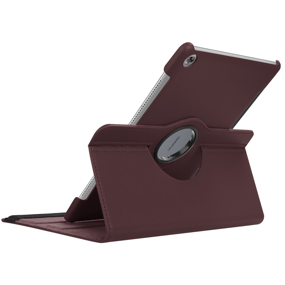 Litchi Grain Leather Stand Tablet Protective Casing for Huawei MediaPad M5 10/M5 10 (Pro) with Elastic Band - Brown-4