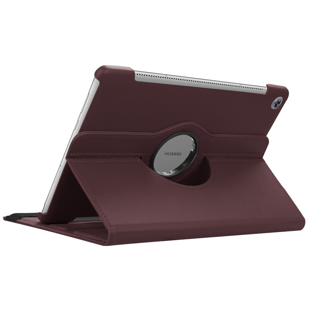 Litchi Grain Leather Stand Tablet Protective Casing for Huawei MediaPad M5 10/M5 10 (Pro) with Elastic Band - Brown-6