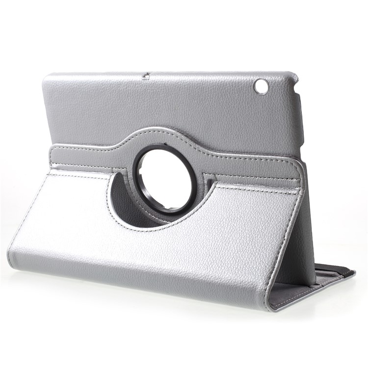 Litchi Skin Leather Case with Rotating Stand for Huawei MediaPad T3 10 - Silver-5