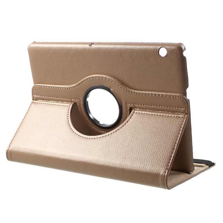 Litchi Skin Leather Cover with Rotating Stand for Huawei MediaPad T3 10 - Gold-4