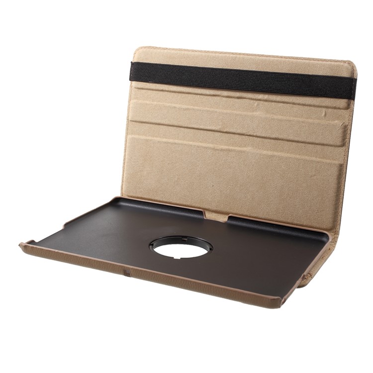 Litchi Skin Leather Cover with Rotating Stand for Huawei MediaPad T3 10 - Gold-6